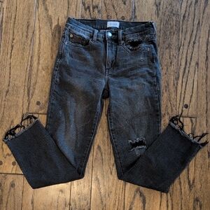 Pistola Black Ankle Cropped Distressed Jeans